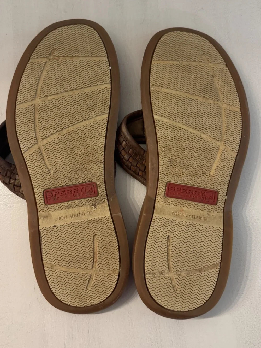 Sperry Top Sider Men's Brown Leather Slip-On Sandals Sz 13M GUC